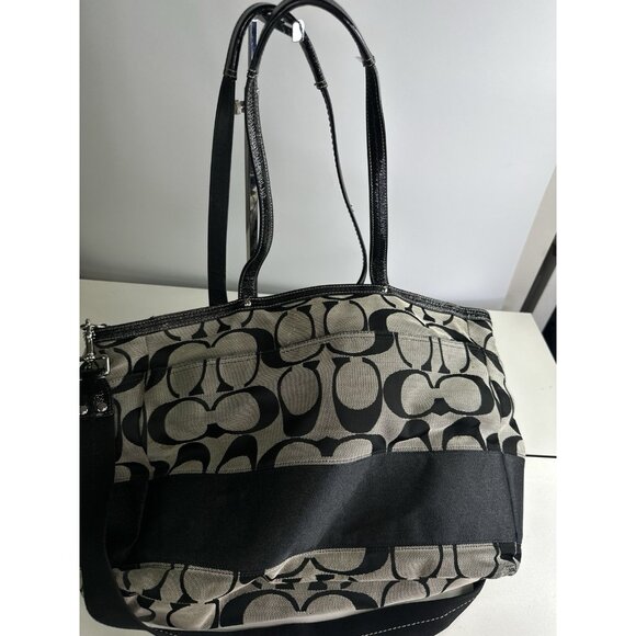 DAMAGED/ WORN COACH XL Tote / Diaper Bag /Signature C'S/ F13803/ Black - Picture 4 of 11